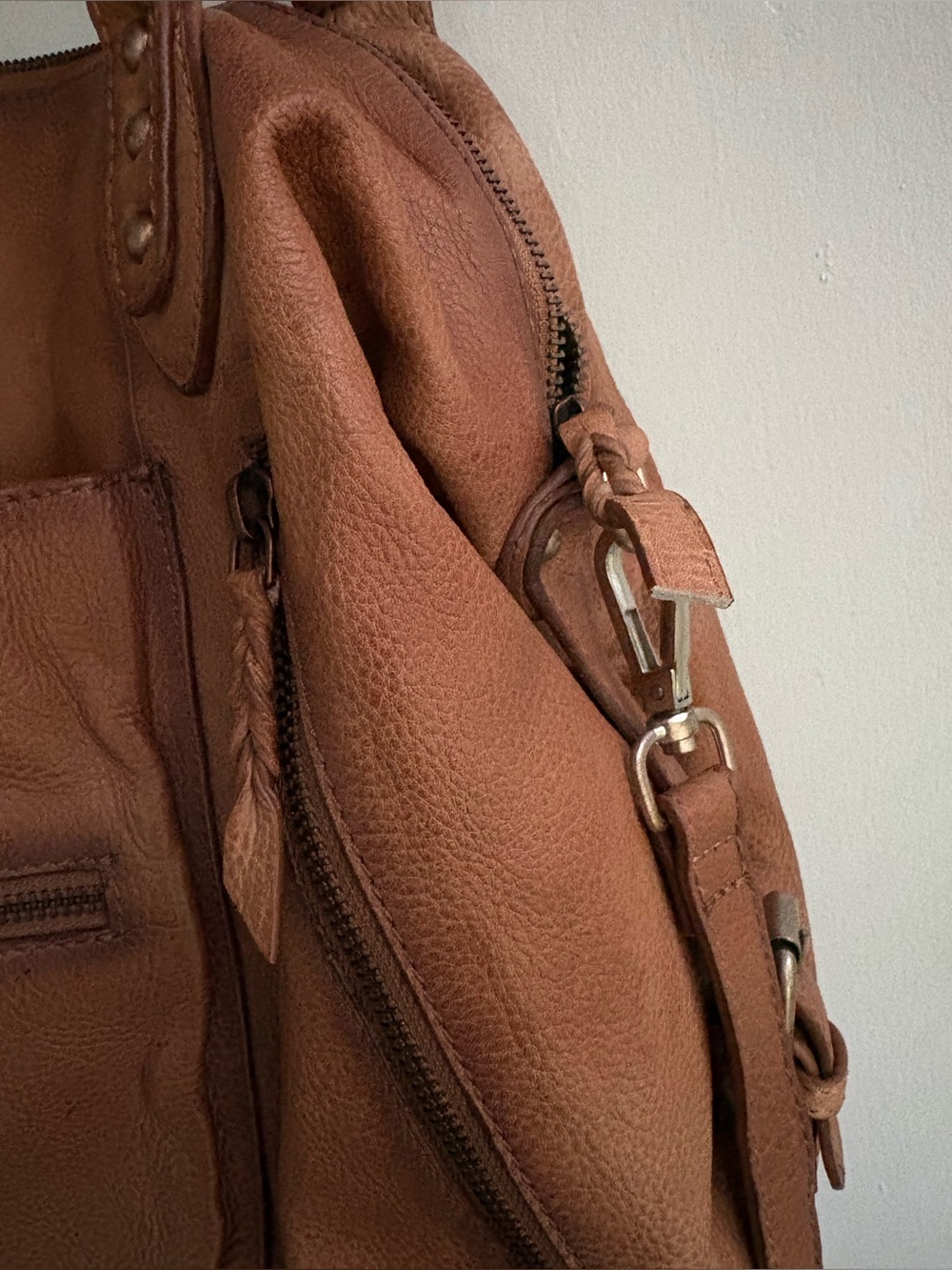 We The Free Brown Leather Tote with Charm - Picture 12 of 16